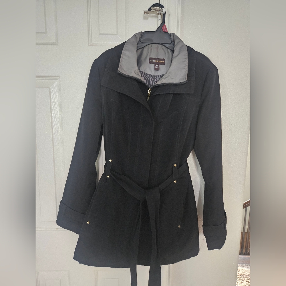 Dana Buchman Black Trench  Jacket Size M